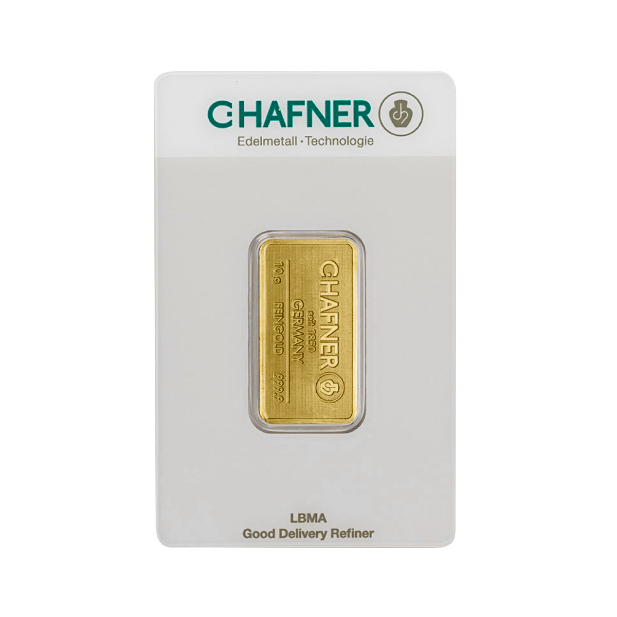 Voorzijde C. Hafner goudbaar 10 gram