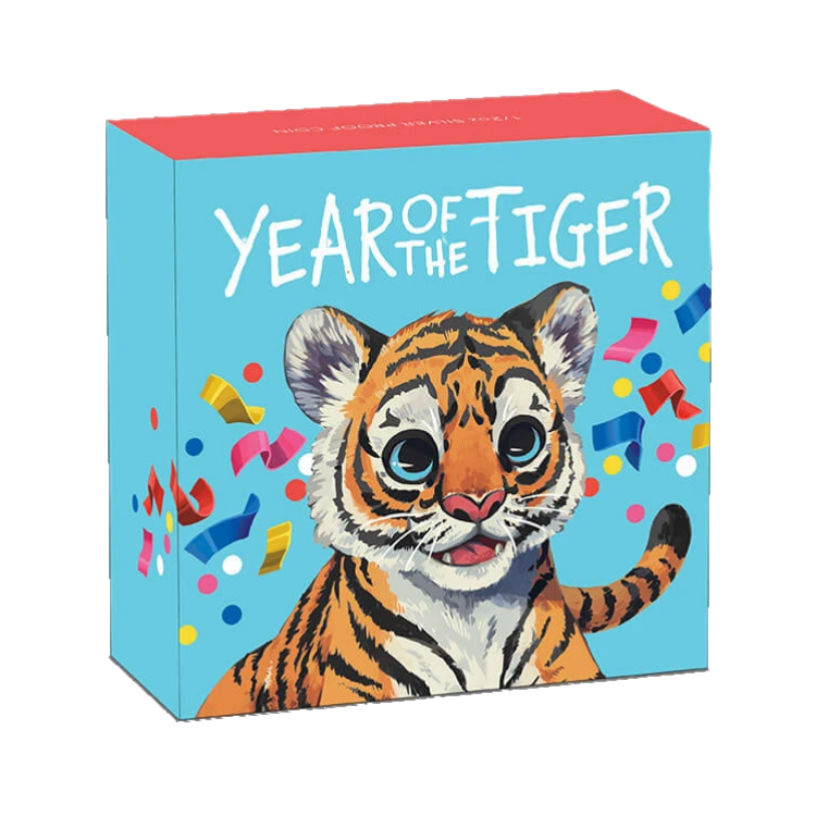 1/2 troy ounce zilveren munt baby tijger 2022 Proof perspectief 2