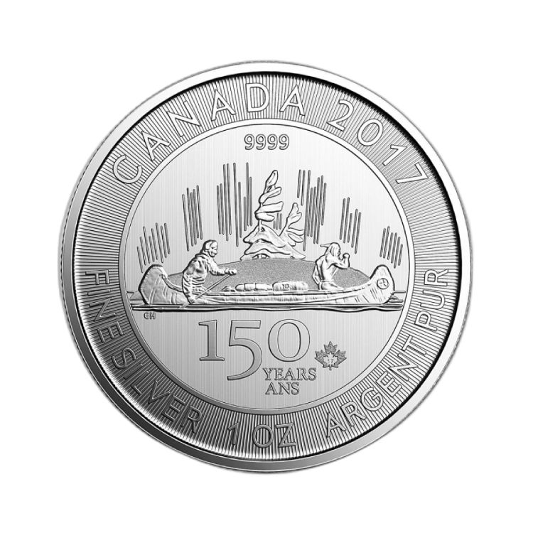 1 troy ounce silver coin Maple Leaf Voyageur 2017 front