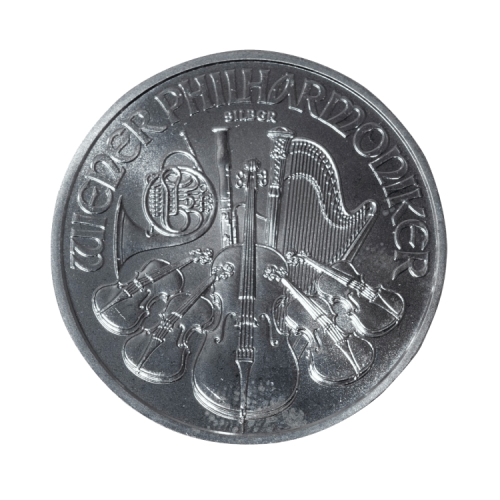 1 troy ounce zilver Philharmoniker circulated voorkant