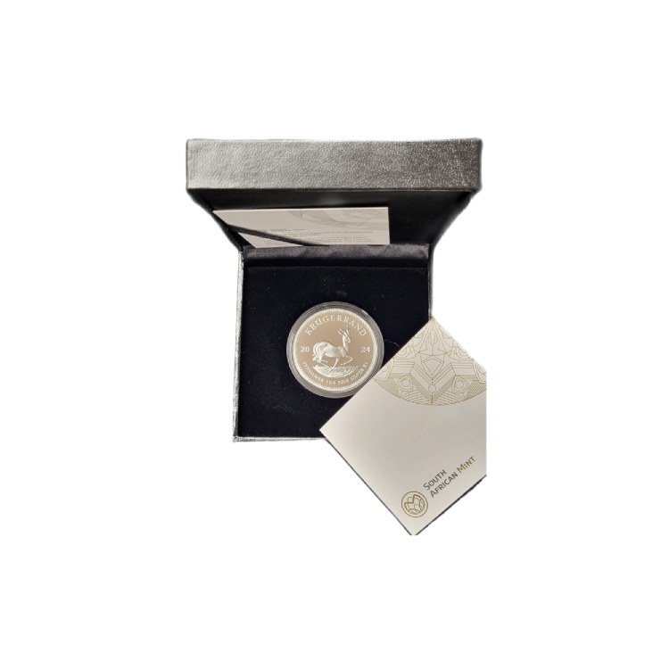 1 troy ounce zilveren munt Krugerrand Proof perspectief 2