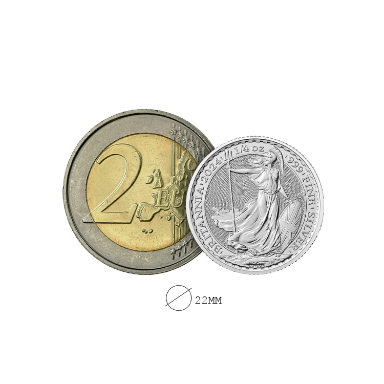 1/4 troy ounce silver Britannia coin angle 1