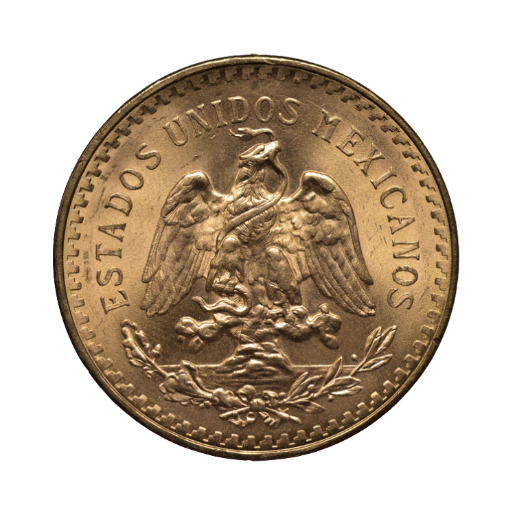 Gouden 50 pesos munt Mexico achterkant