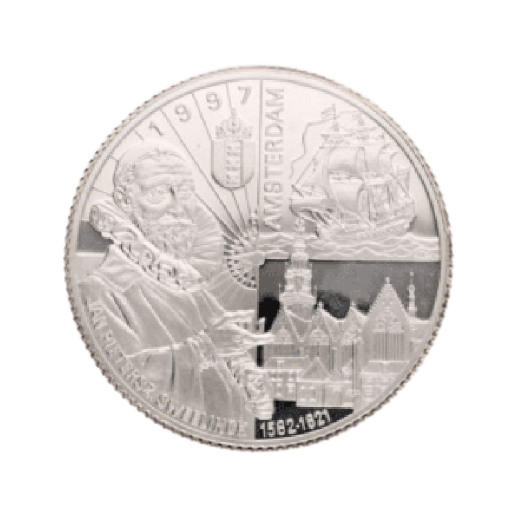 5 troy ounce zilveren 200 euro munt met 2 gram goud achterkant