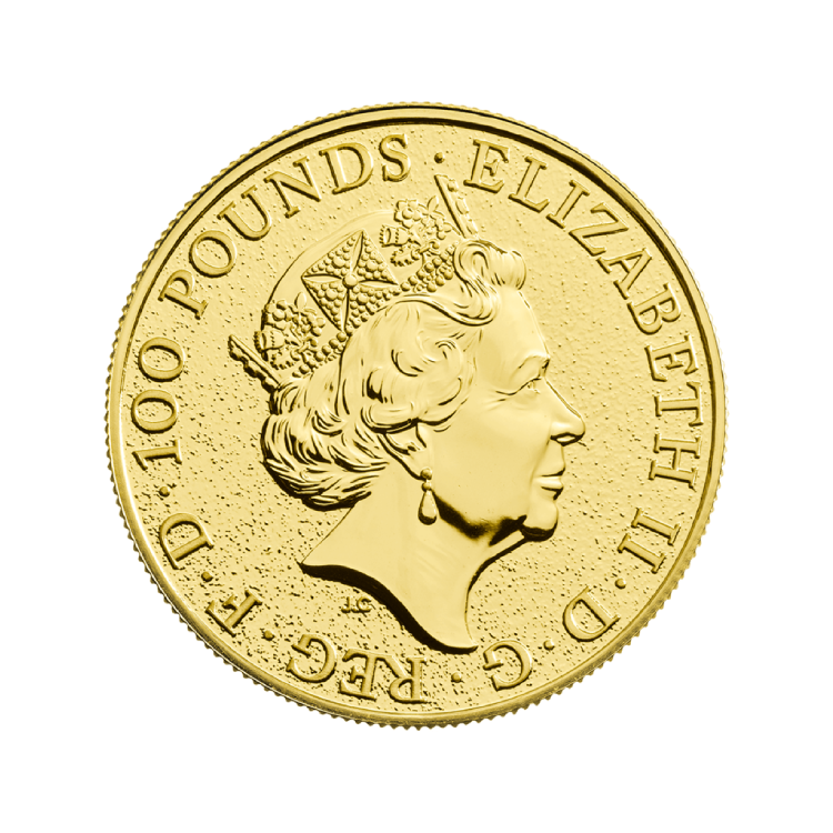 1 troy ounce gouden Queen's Beasts Lion of England 2016 achterkant