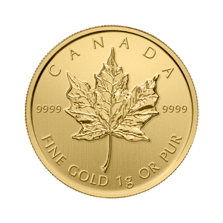 25x 1 Gram Gold Maple Leaf back