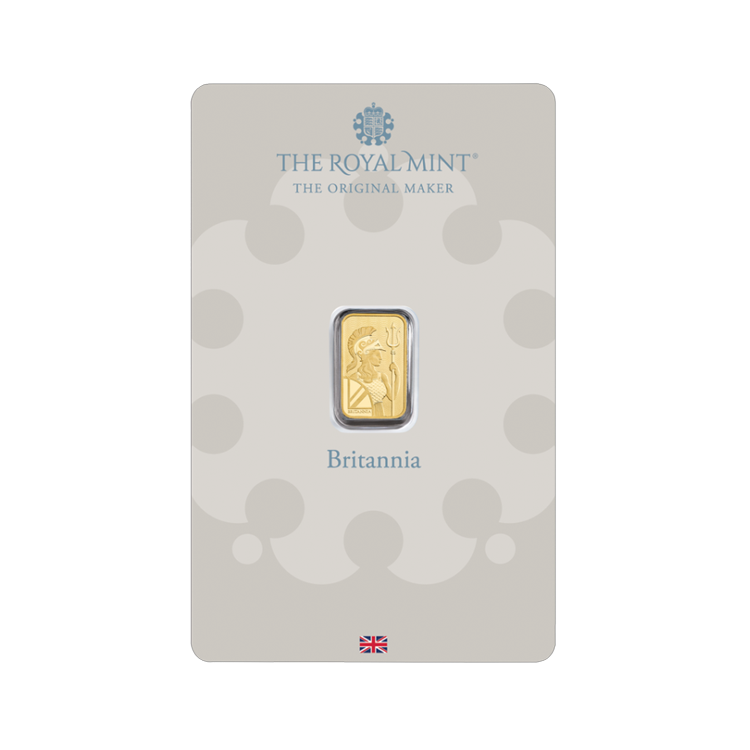 1 gram gold bar Britannia front