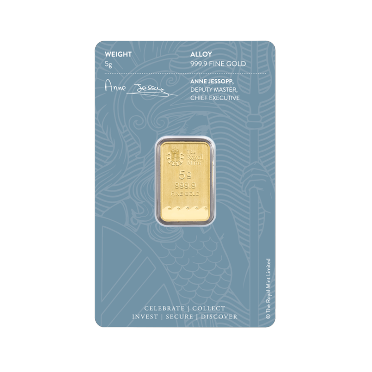 5 gram Britannia goudbaar voorkant
