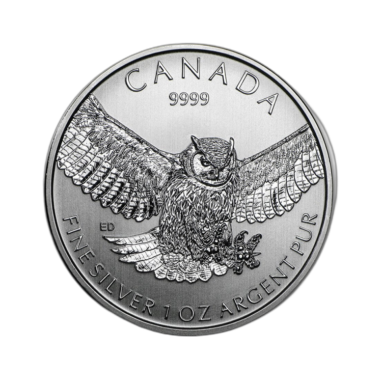 1 troy ounce zilveren munt Great Owl diverse jaargangen voorkant
