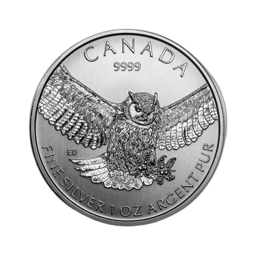 1 troy ounce zilveren munt Great Owl diverse jaargangen voorkant