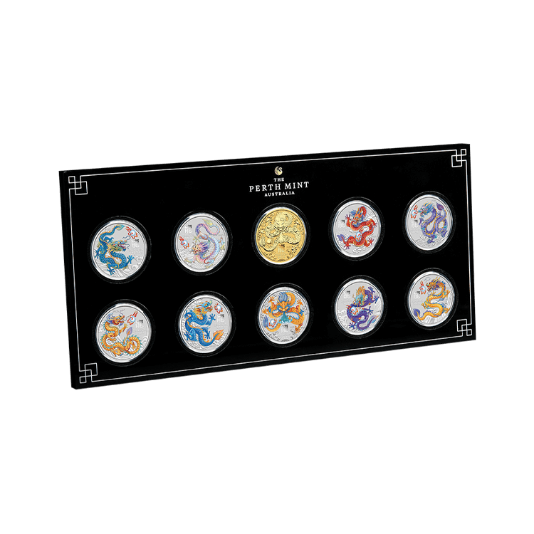 10x 1/2 troy ounce zilveren munten Lunar jaar van de Draak 2024 achterkant