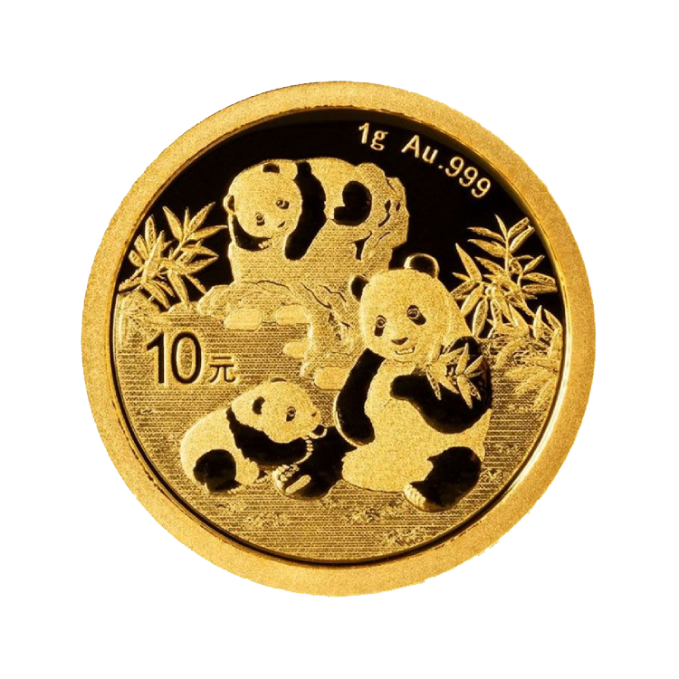 Voorkant 1 gram gouden Panda munt 2025