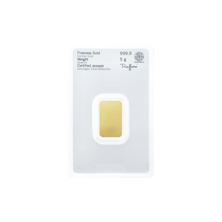 5 gram goudbaar Heraeus achterkant