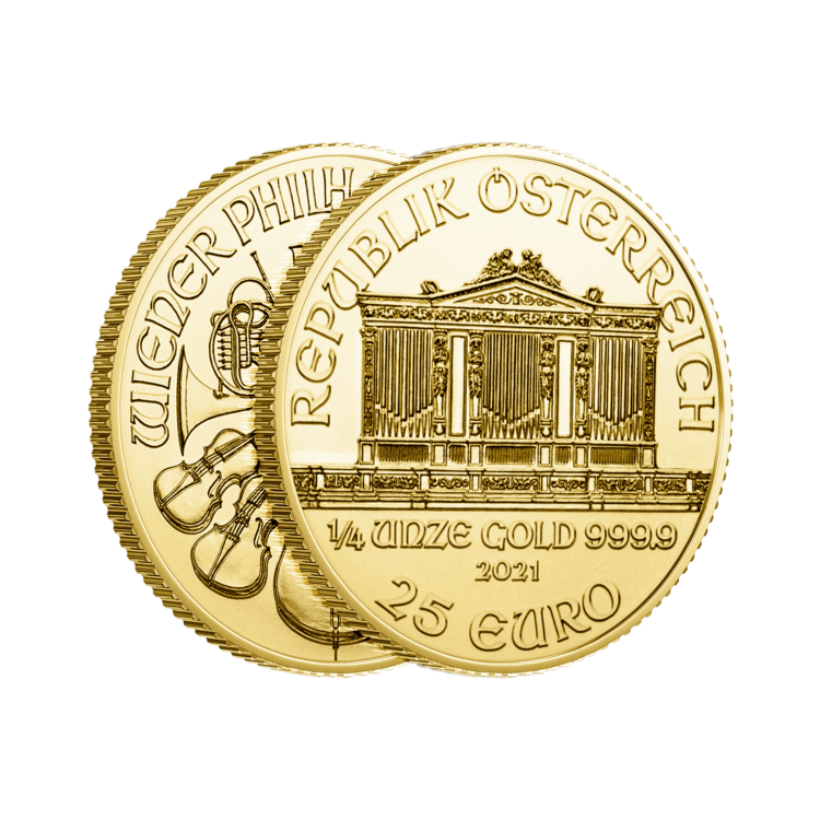 1/4 Troy ounce gouden munt Philharmoniker perspectief 2