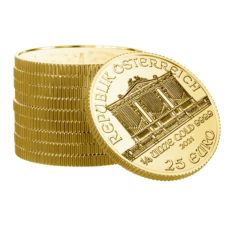 1/4 Troy ounce gouden munt Philharmoniker perspectief 3