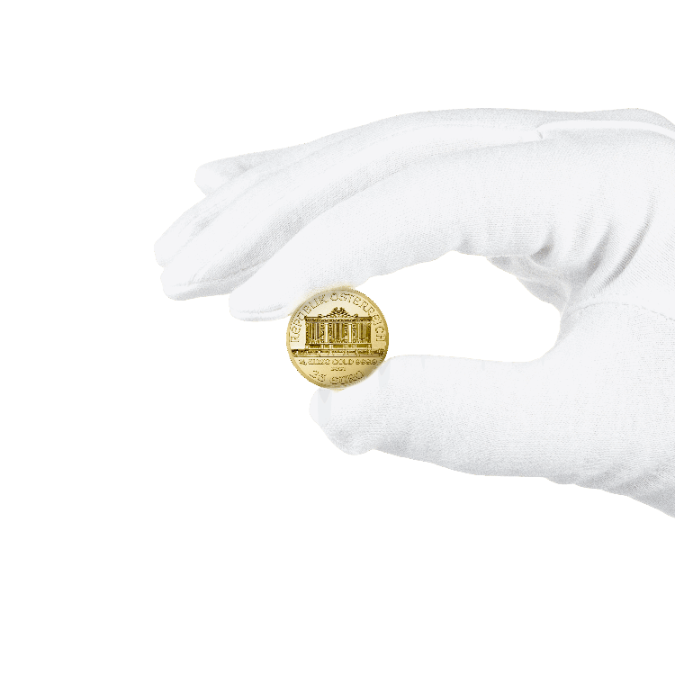 1/4 Troy ounce gouden munt Philharmoniker perspectief 4