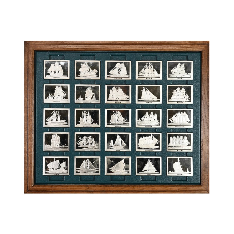 Franklin Mint set zilveren baren collectie van de mooiste zeilschepen achterkant