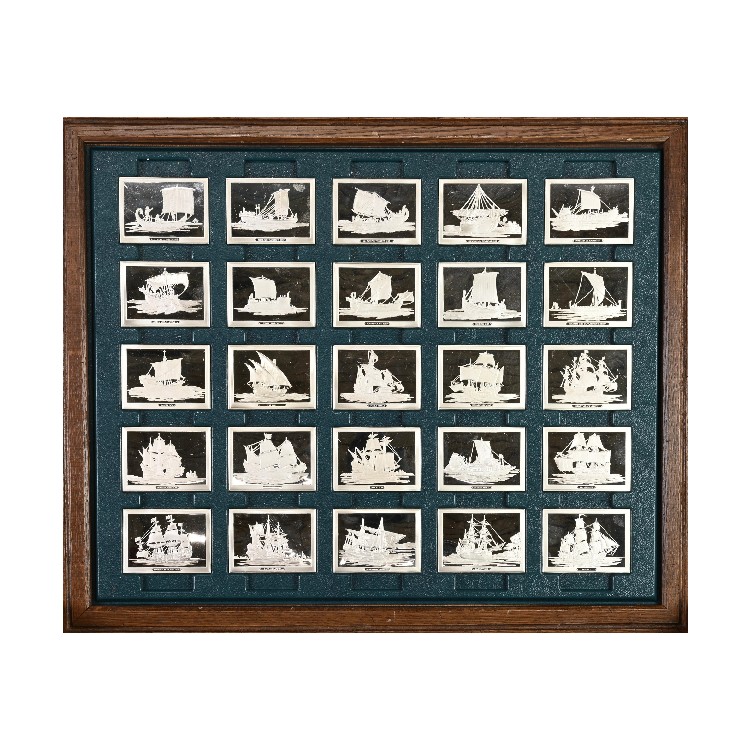 Franklin Mint set zilveren baren collectie van de mooiste zeilschepen perspectief 1