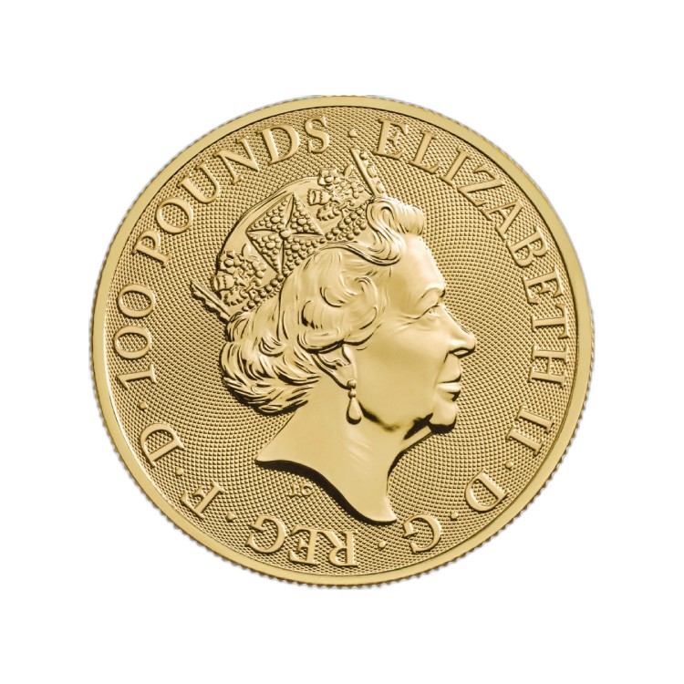 1 troy ounce gouden Queen's Beasts Yale of Beaufort 2019 achterkant