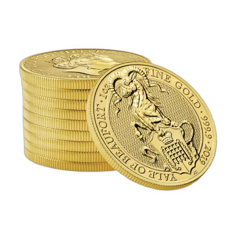 1 troy ounce gouden Queen's Beasts Yale of Beaufort 2019 perspectief 1