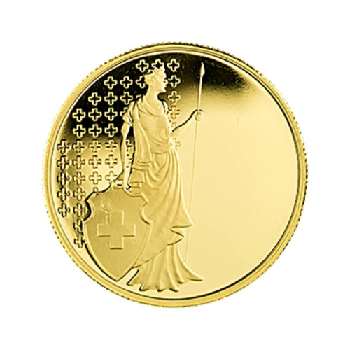 1 troy ounce gouden Helvetia munt voorkant