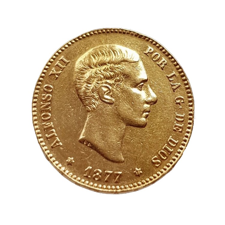 Spaanse gouden 25 Pesetas munt achterkant