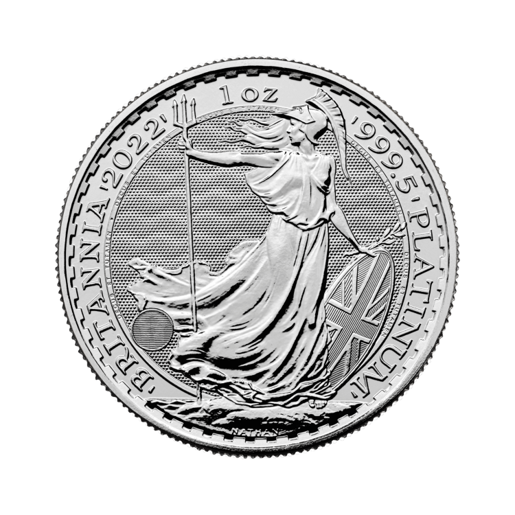 1 troy ounce platina Britannia munt voorkant