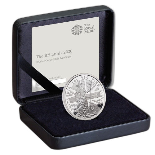 1 Troy ounce zilveren Britannia 2020 munt proof front