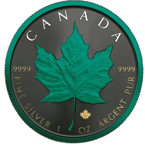 1 Troy ounce zilveren munt Maple Leaf Space Green 2020 voorkant