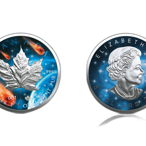 1 Troy ounce zilveren munt Glowing Galaxy Maple Leaf 2021 voorkant