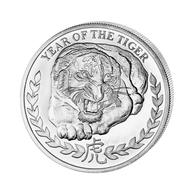 1 troy ounce zilveren munt jaar van de tijger 2010 - somaliland voorkant