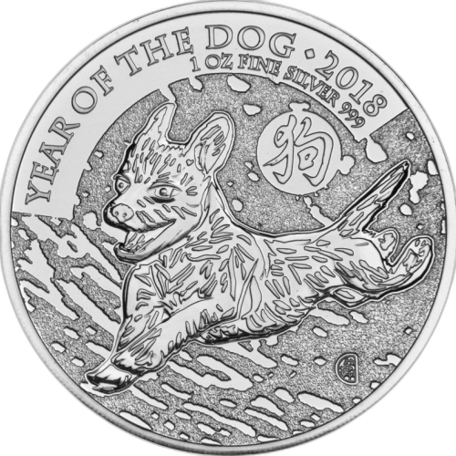 1 troy ounce silver coin Britannia year of the dog 2018 front
