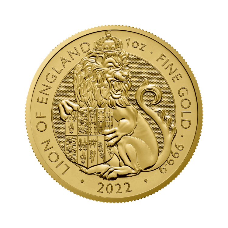 1 troy ounce gouden Tudor Beasts Lion of England voorkant