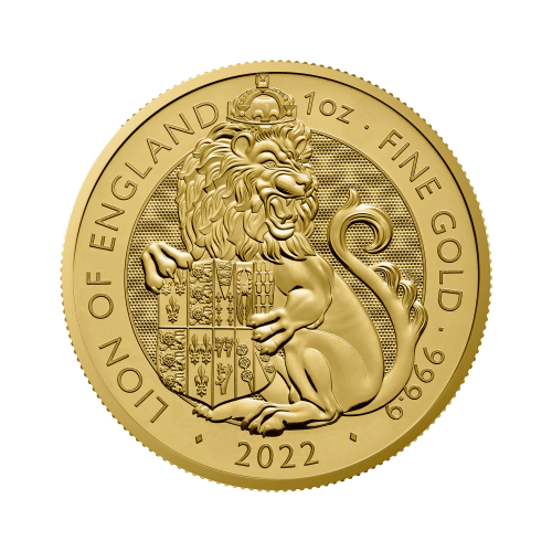 1 troy ounce gouden Tudor Beasts Lion of England voorkant