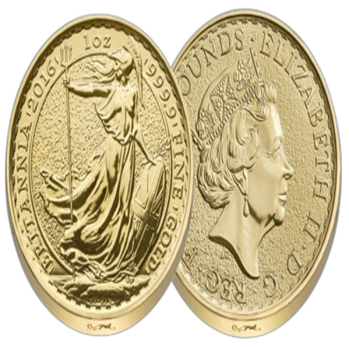 1 Troy ounce gold coin Britannia 2016 Lunar privy edge front