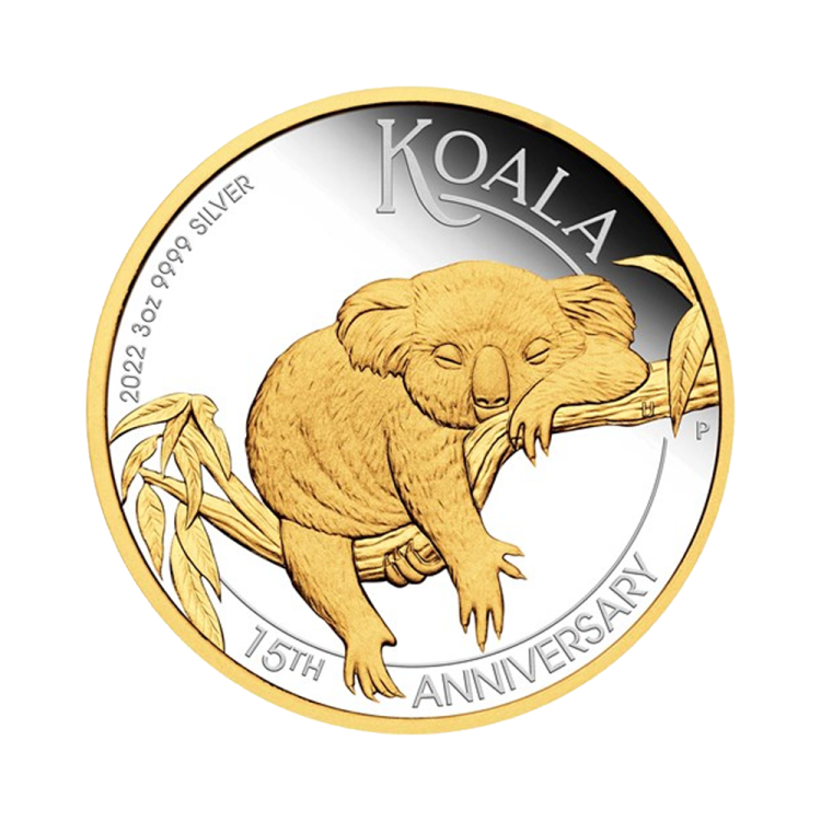 3 troy ounce zilveren Koala 15th Anniversary voorkant