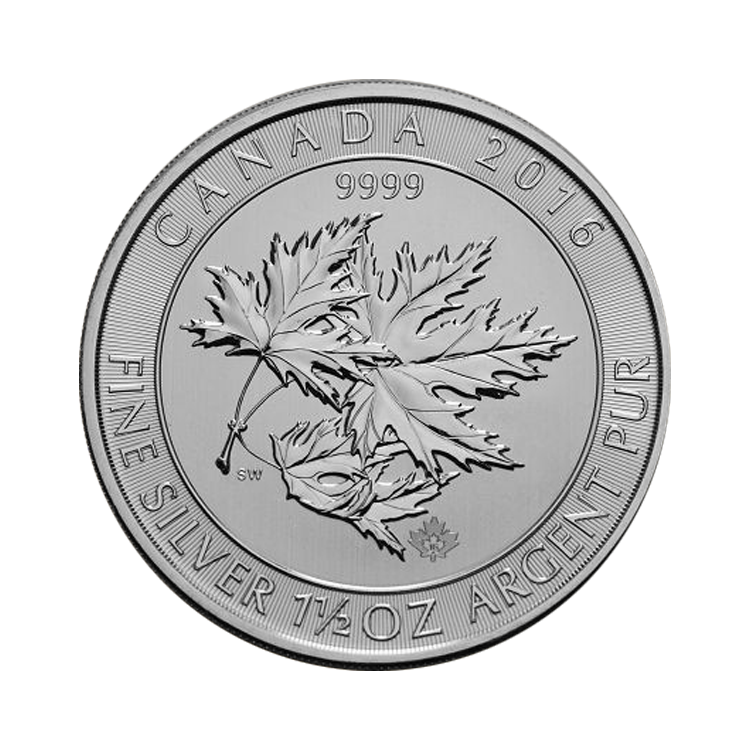 1.5 troy ounce zilveren Multi Maple Leaf munt voorkant