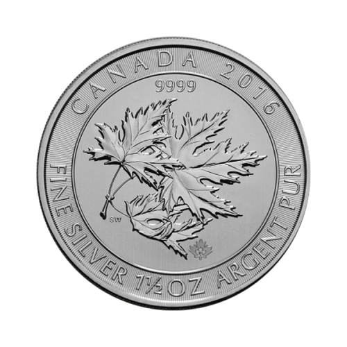 1.5 troy ounce zilveren Multi Maple Leaf munt voorkant